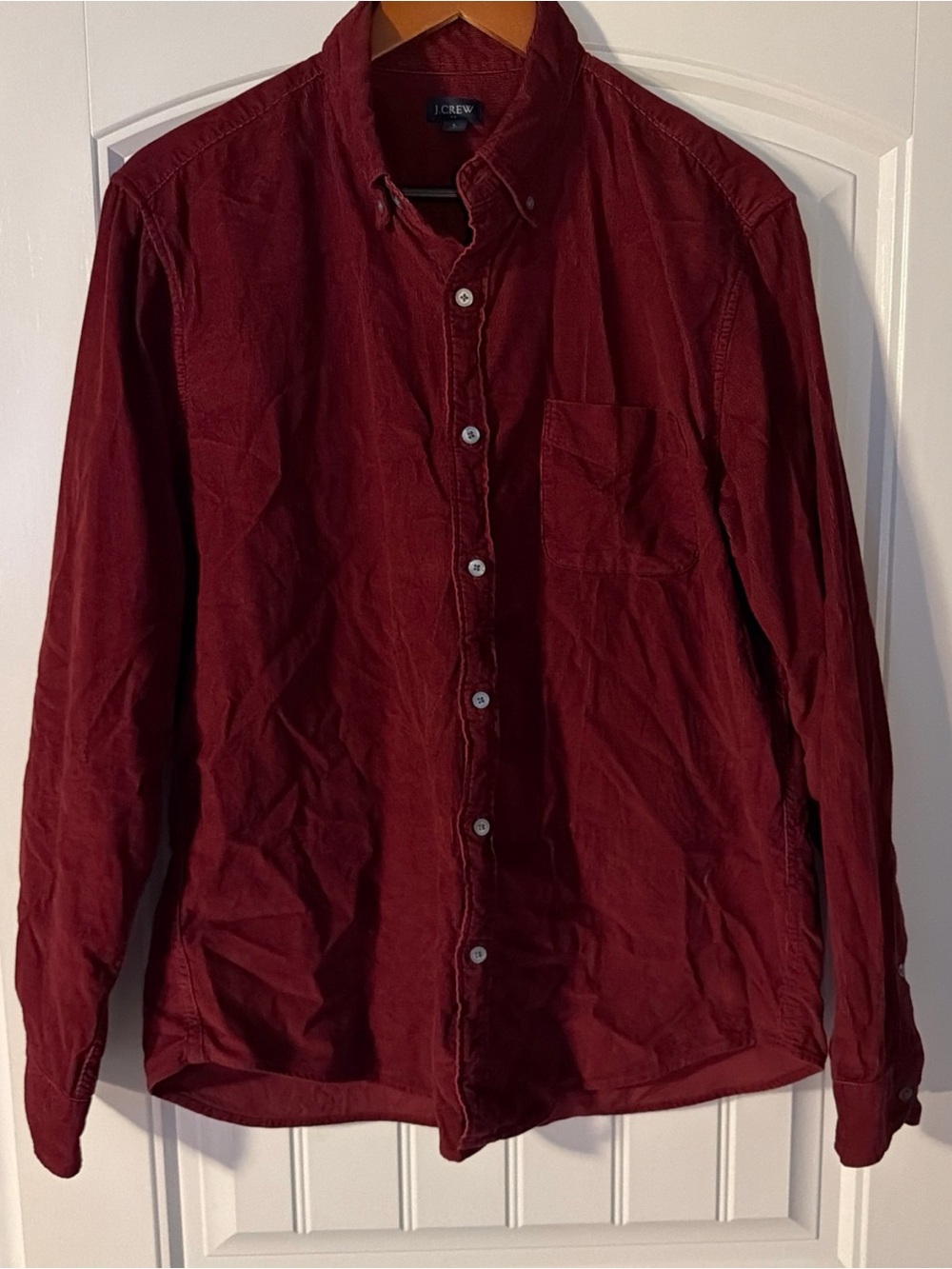J Crew Men’s Large Corduroy Long Sleeve Button Front Shirt Burgundy Red